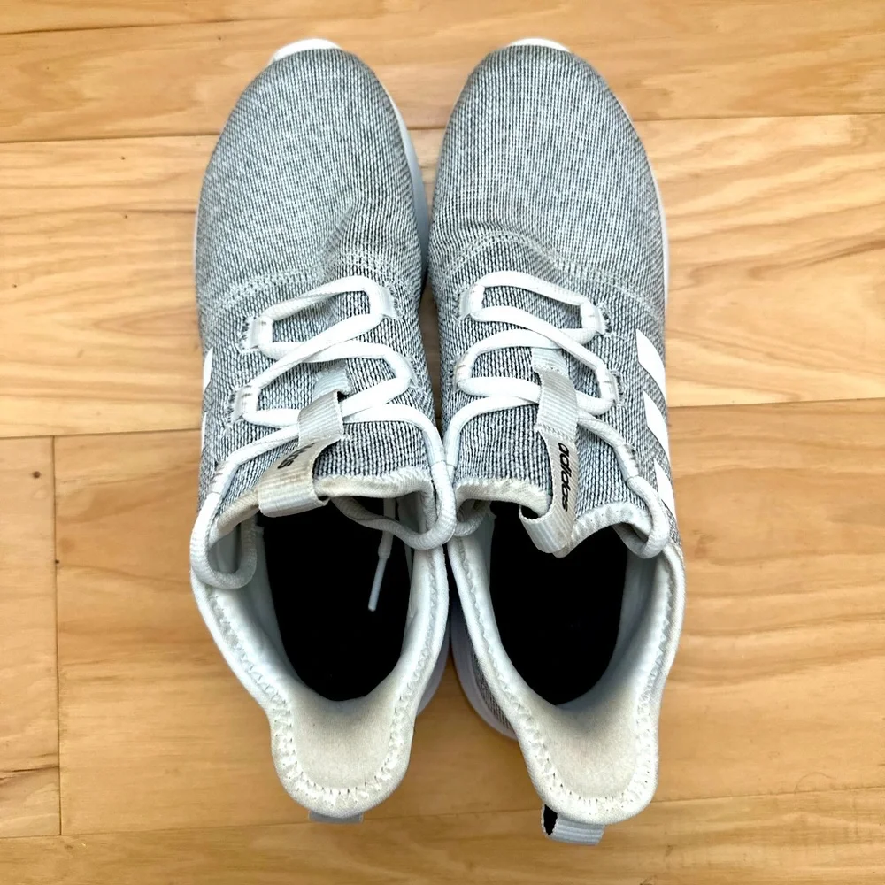adidas White Gray Knit Running Shoes